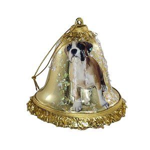 Vintage Handmade Boxer Puppy Dog Christmas Ornament Bell Shaped